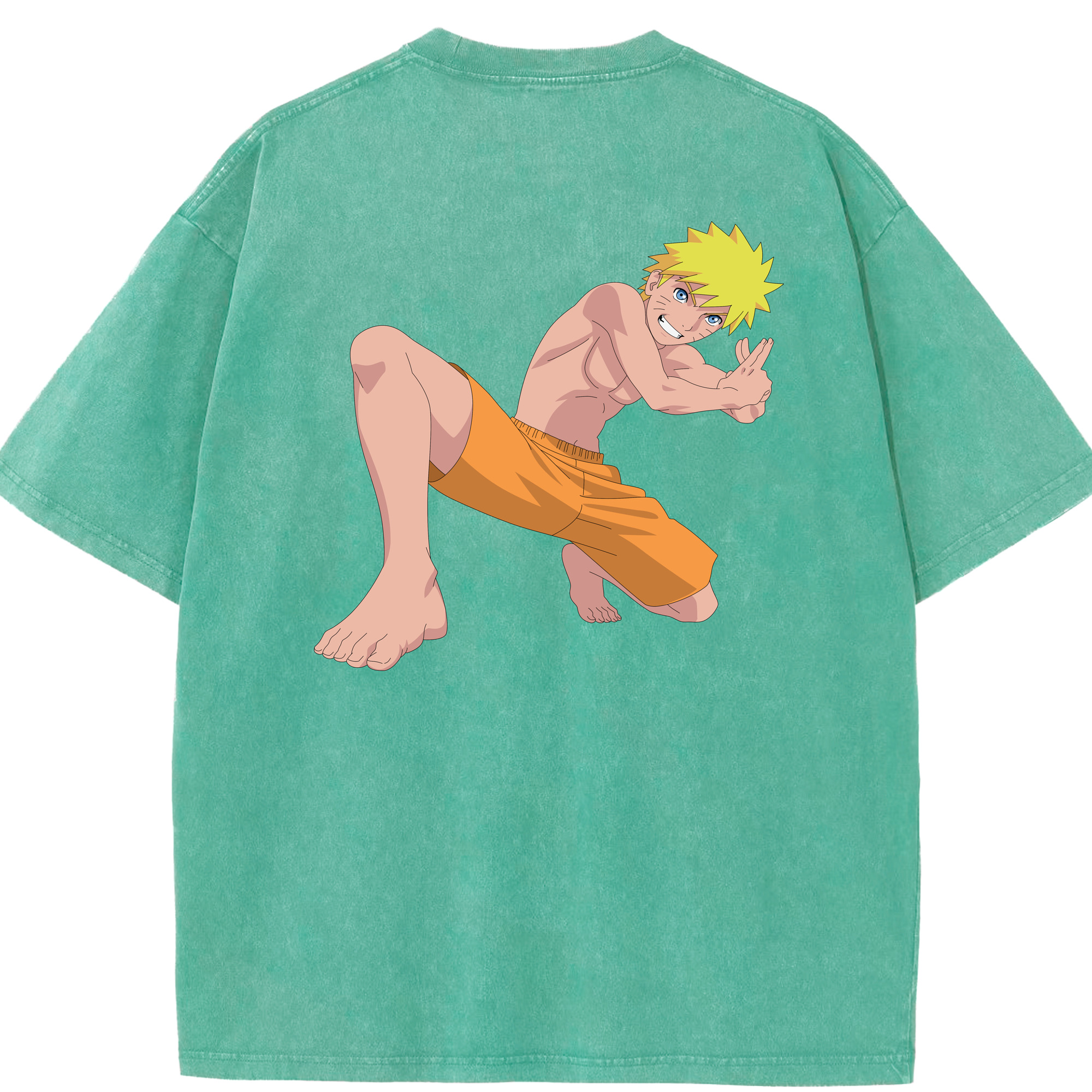 （画像用） NARUTO -ナルト- うずまき ナルト Uzumaki Naruto 綿100% ヴィンテージ風 半袖Tシャツ（背面プリント）